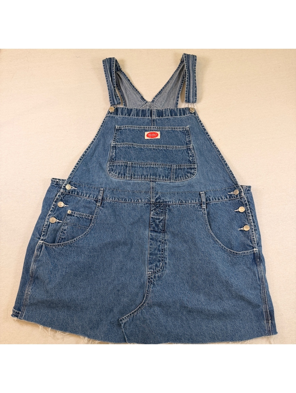 Vintage 90s Revolt Denim Overall Dress Pinafore 2X 18W